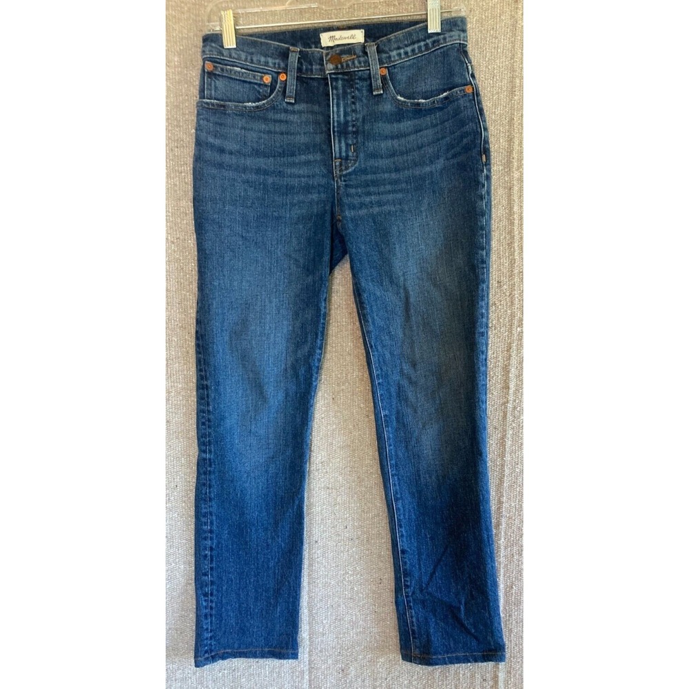 Madewell Jeans Womens 23 Tomboy Straight High Rise Medium‎ Wash Blue Stretch